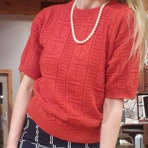 Vintage red anchor sweater blouse